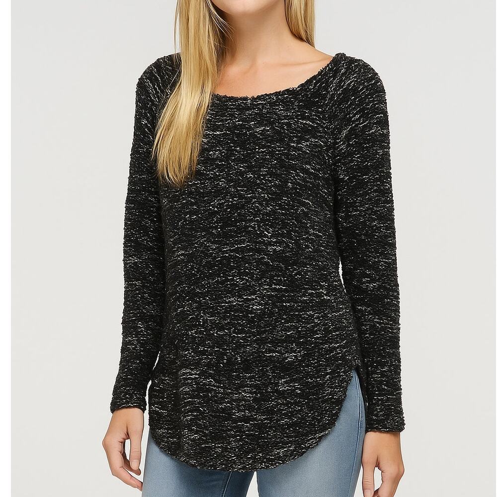 2/$15 Jessica Simpson Wool Blend Kitten Sweater Black Gray Metallic Size XS